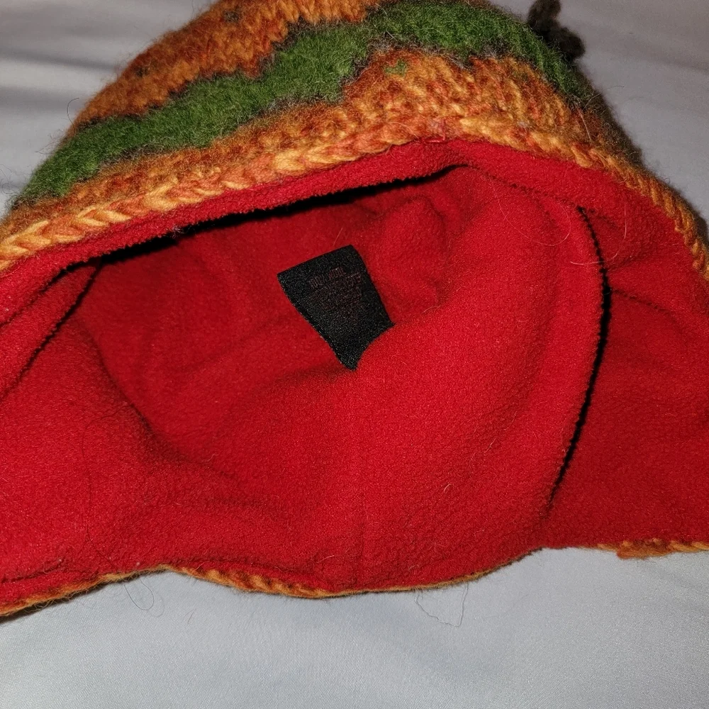 Everest Designs Hand Knit Fair Trade Napal Wool Hat Fleece Lined Kids Earflap